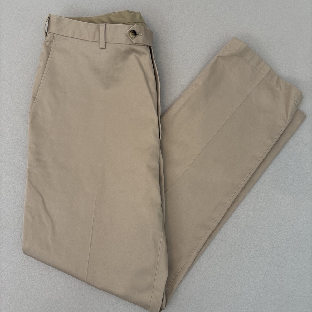 Jos A Bank 38‎ x 34 TAN/KHAKI Travelers FLAT Front Pants Casual Dress EXCELLENT